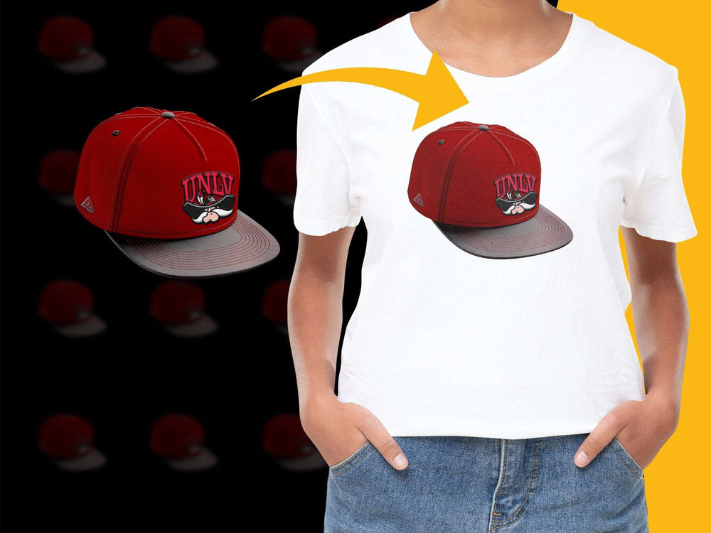 UNLV Logo Red Baseball Cap and White T-Shirt Set, Casual Sports Apparel, Adjustable Hat and Comfort Fit Tee