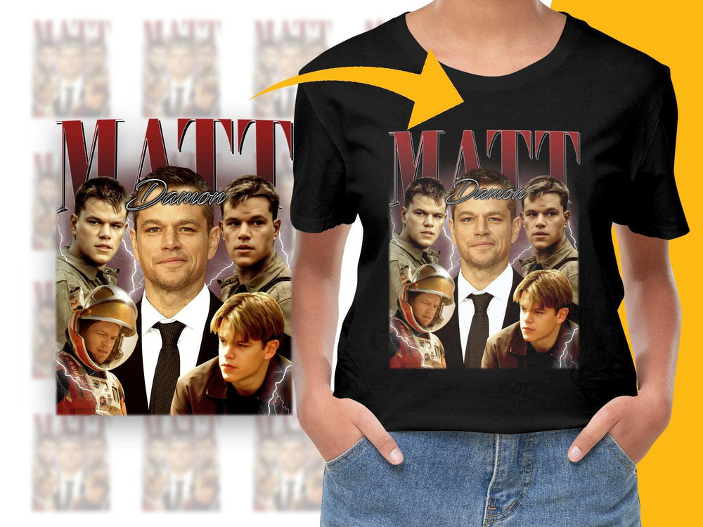 Vintage Matt Damon Collage T-Shirt, Classic Movie Fan Tee, Retro 90s Actor Graphic Shirt