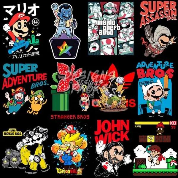 57 Gaming Designs Bundle PNG designspacks