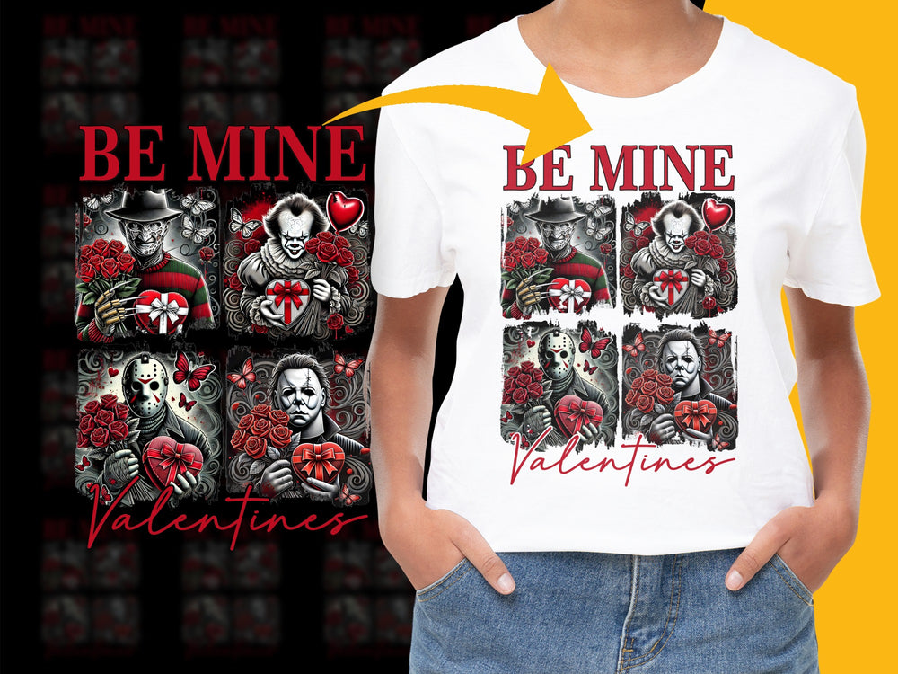 Gothic Valentine T-Shirt, Horror Clown and Roses Graphic Tee, Unisex Valentine's Day Shirt