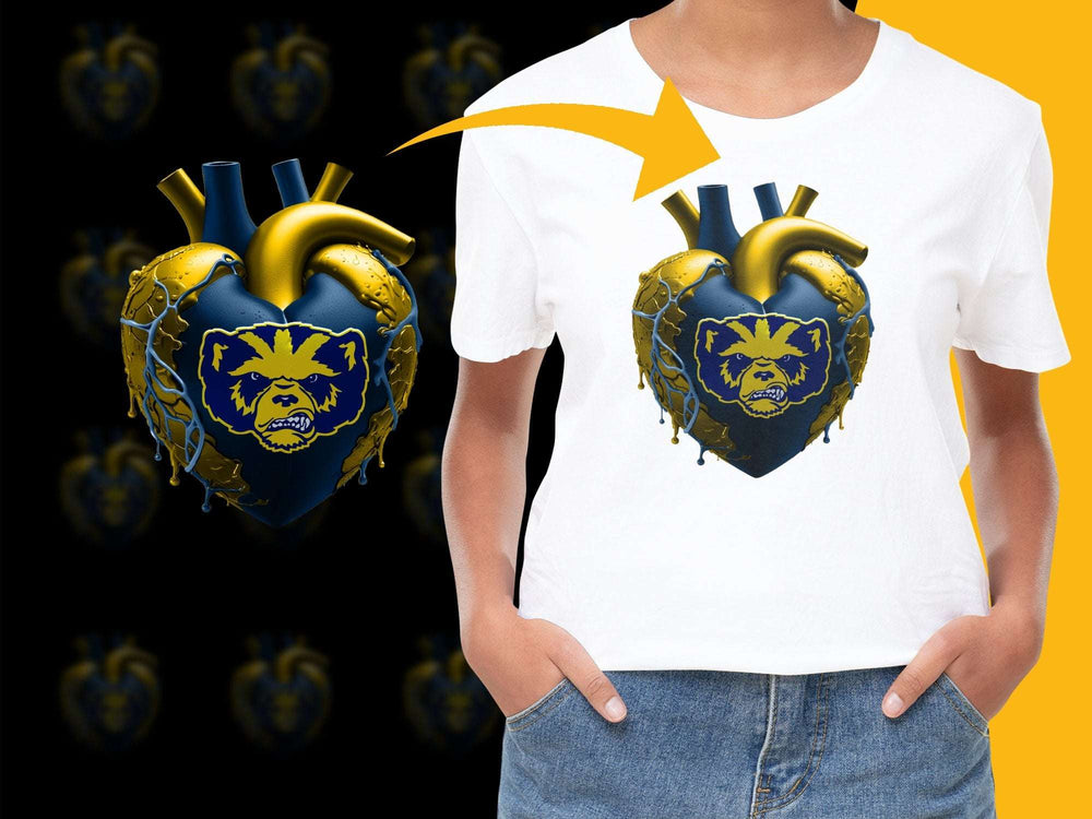 Graphic T-Shirt with Blue Lion Heart Design, Unisex Modern Art Tee, Casual Streetwear Style Shirt