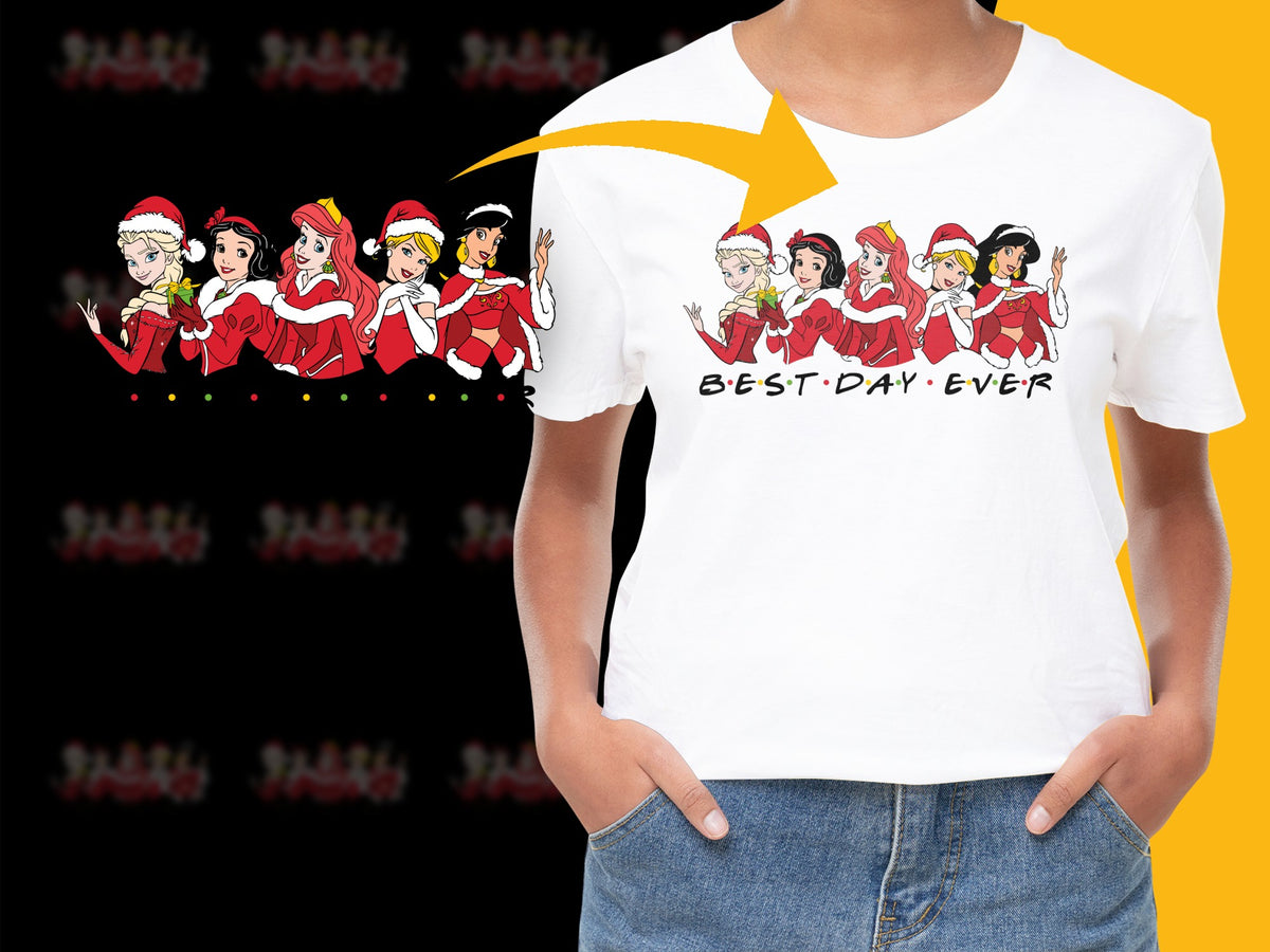 Women's Christmas T-Shirt, Best Day Ever Holiday Tee, Festive Red and White Shirt, Casual Party Outfit, Seasonal Apparel