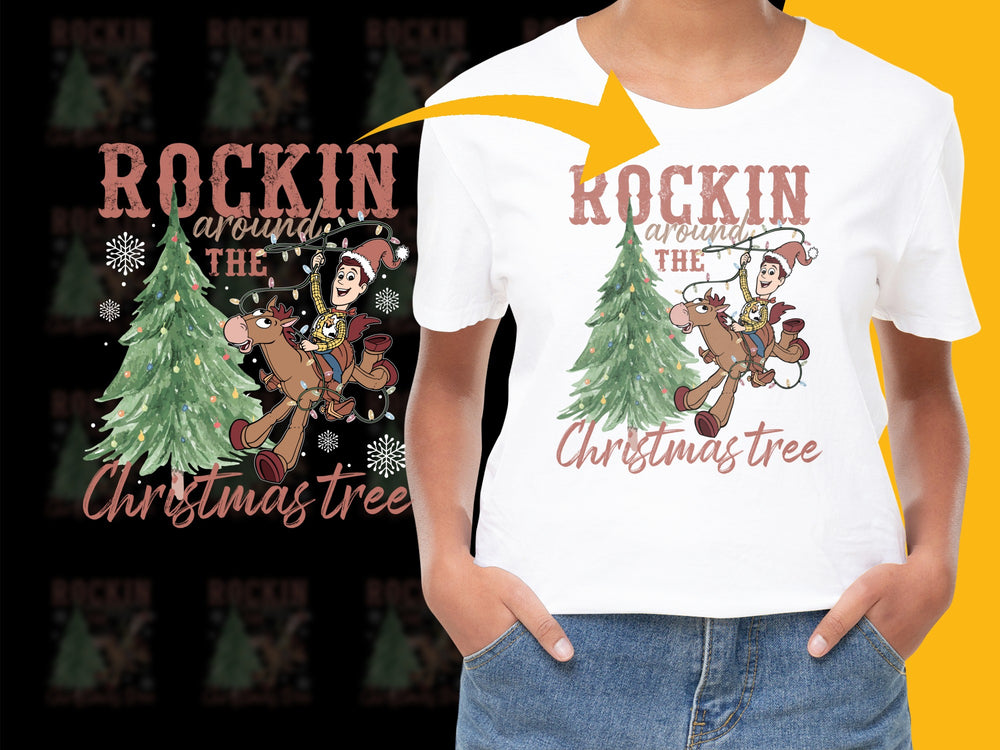 Festive Christmas Tree T-Shirt, Rockin' Around the Tree Kids Adult Tees