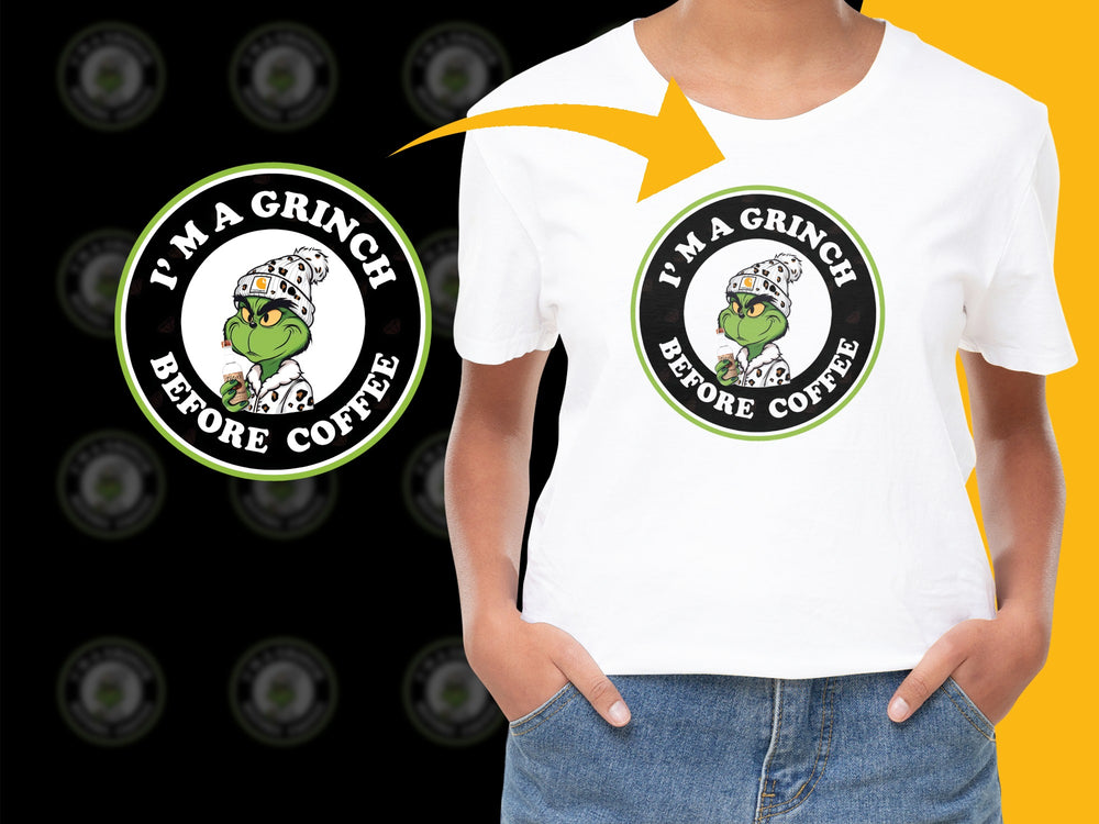 Grinch Before Coffee T-Shirt, Funny Christmas Graphic Tee, Holiday Humor Casual Shirt for Men and Women