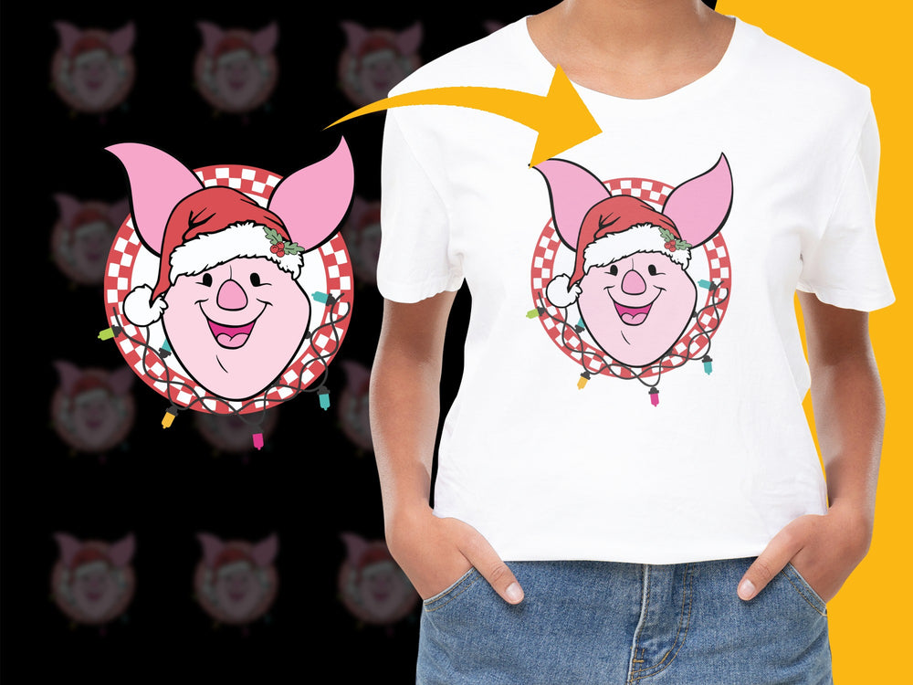 Christmas Pig Elf Graphic T-Shirt, Cute Holiday Tee for Kids and Adults, Festive Casual Wear