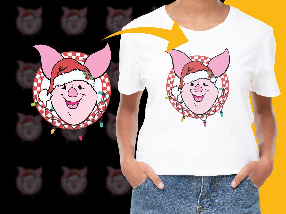 Christmas Pig Elf Graphic T-Shirt, Cute Holiday Tee for Kids and Adults, Festive Casual Wear