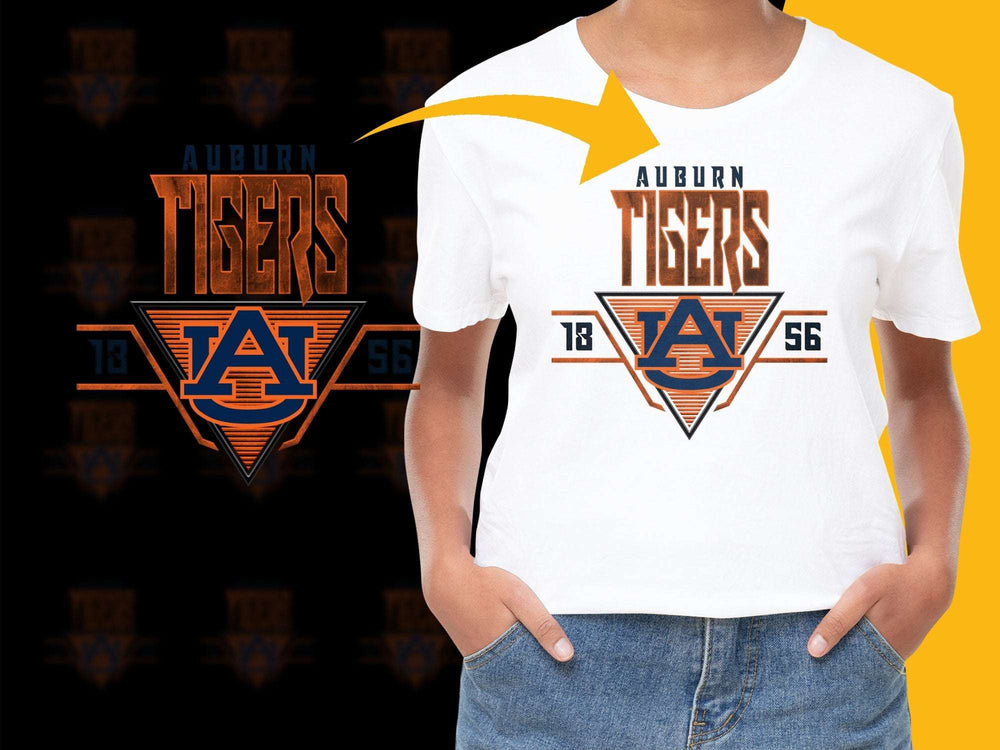 Auburn Tigers Graphic T-Shirt, White Cotton Tee, Sports Logo Apparel, College Fan Gear, Sizes S-XXL