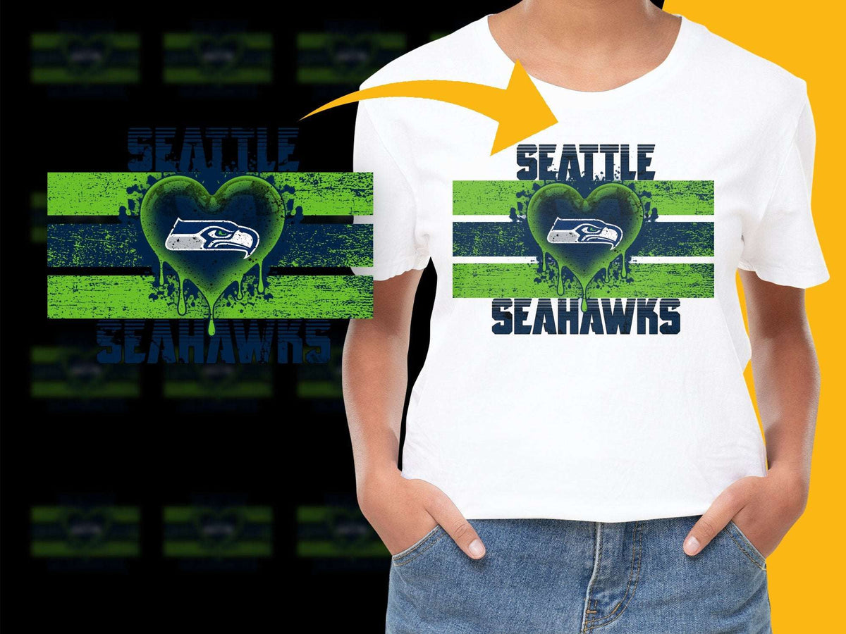 Seattle Seahawks T-Shirt, Vintage Distressed Logo, Women's White Graphic Tee, NFL Fan Apparel
