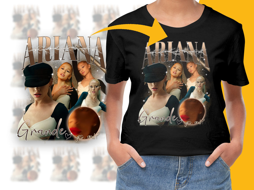 Ariana Grande Inspired Graphic T-Shirt, Pop Music Fan Merch, Casual Streetwear, Trendy Unisex Black Tee