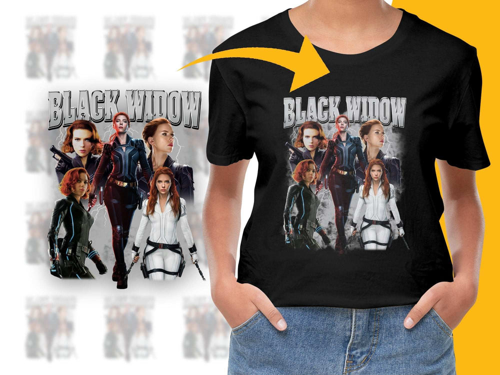 Black Widow Graphic T-Shirt, Marvel Superhero Tee, Women's Casual Fashion, Comic Book Character Top