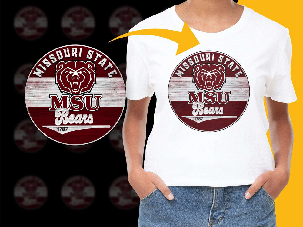 Missouri State MSU Bears Logo T-Shirt, Vintage College Graphic Tee, Sports Fan Apparel, Unisex White Cotton Shirt
