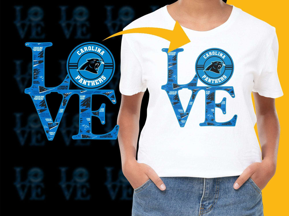 Carolina Panthers Love T-Shirt, Blue and White Graphic Tee, Sports Fan Apparel, Unisex NFL Shirt