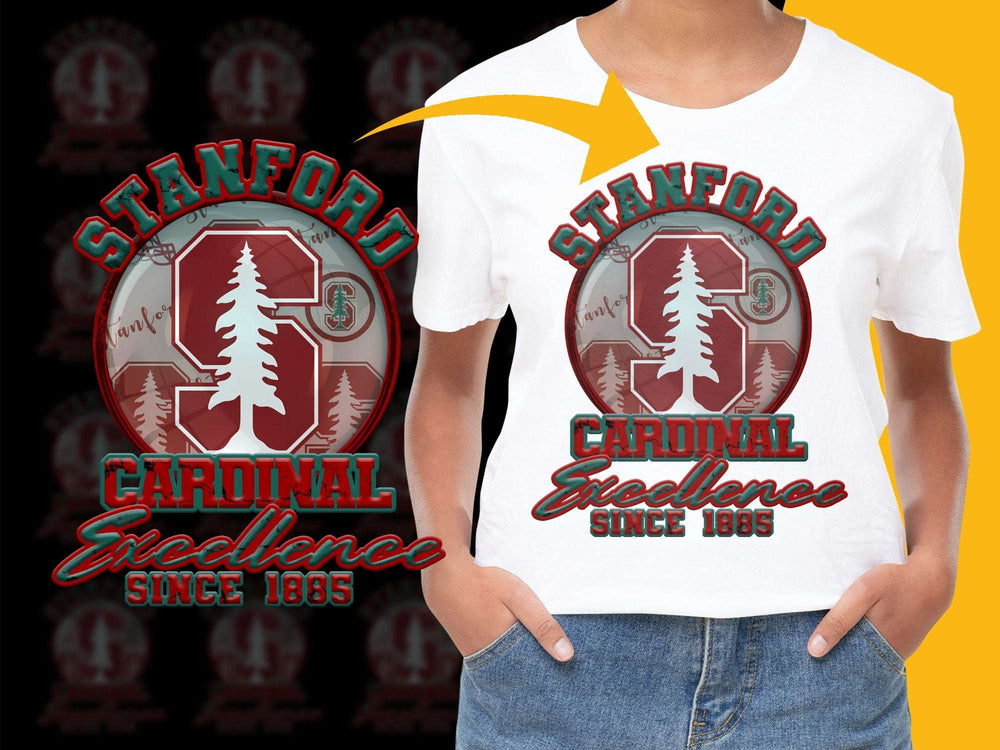 Stanford Cardinal Excellence T-Shirt, Vintage Logo, Since 1885, College Fan Apparel, Unisex White Tee