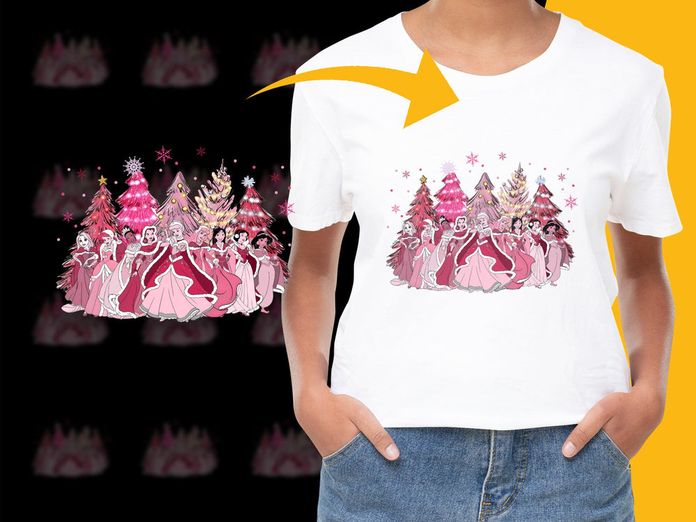 Kids Princess Party Graphic T-Shirt, Pink Fairytale Birthday Tee, Girls Magic Kingdom Shirt, Festive Event Top