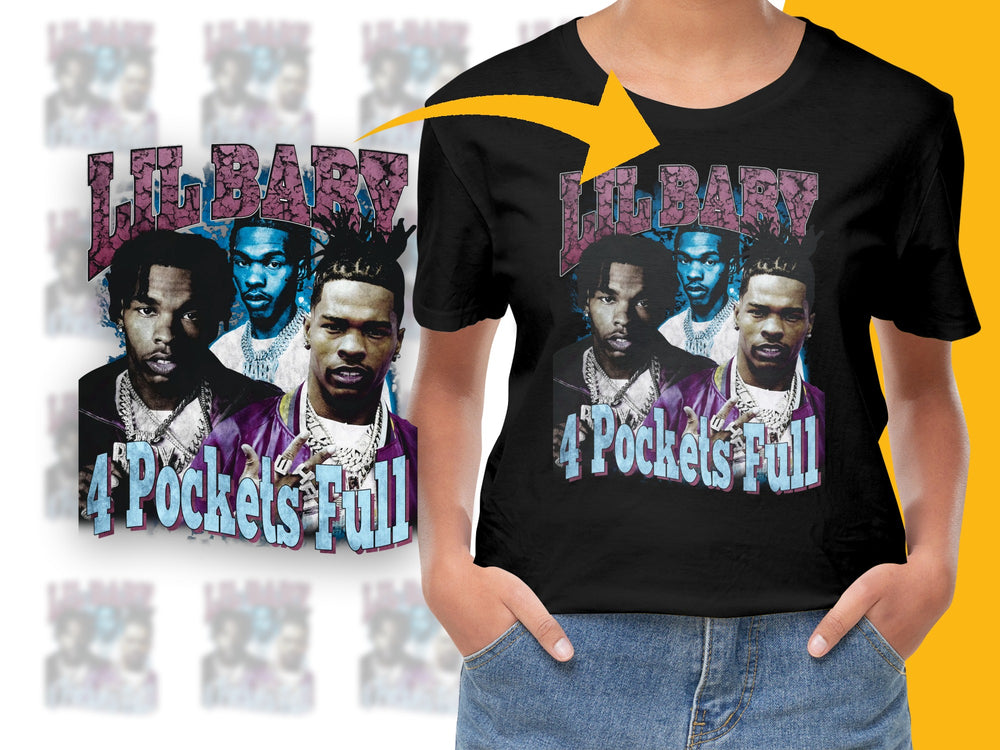 Vintage Lil Baby Graphic T-Shirt, Hip Hop 4 Pockets Full Tee, Urban Streetwear Fashion Top, Unisex Band Shirt