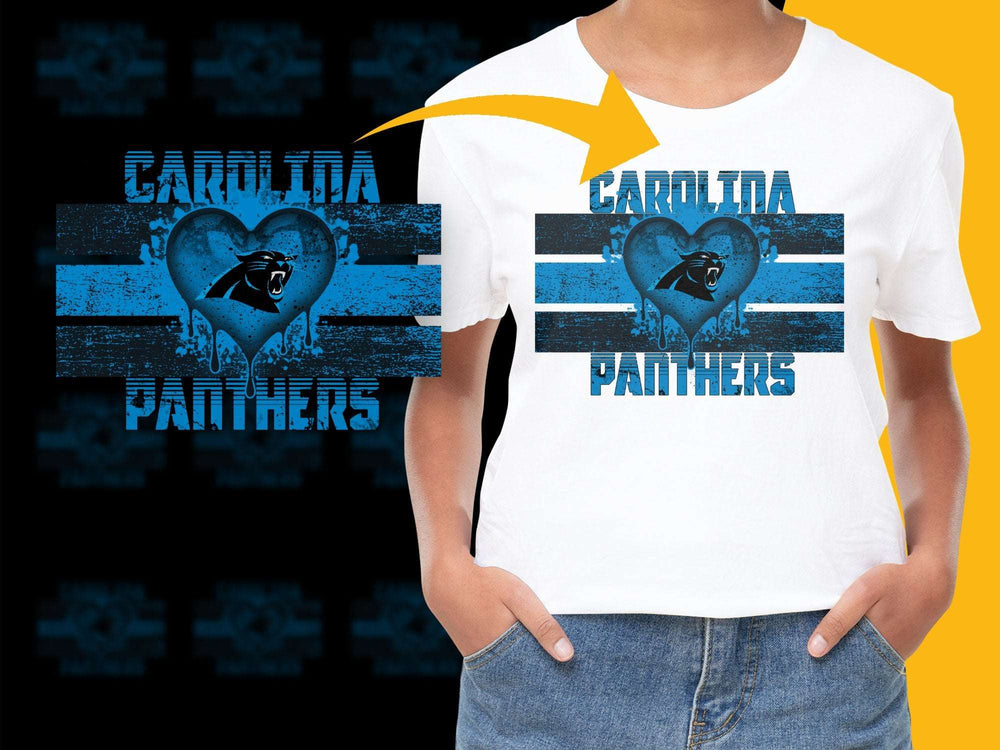 Carolina Panthers Heart Design T-Shirt, Blue and Black Sports Fan Tee, Casual Graphic Shirt for Game Day