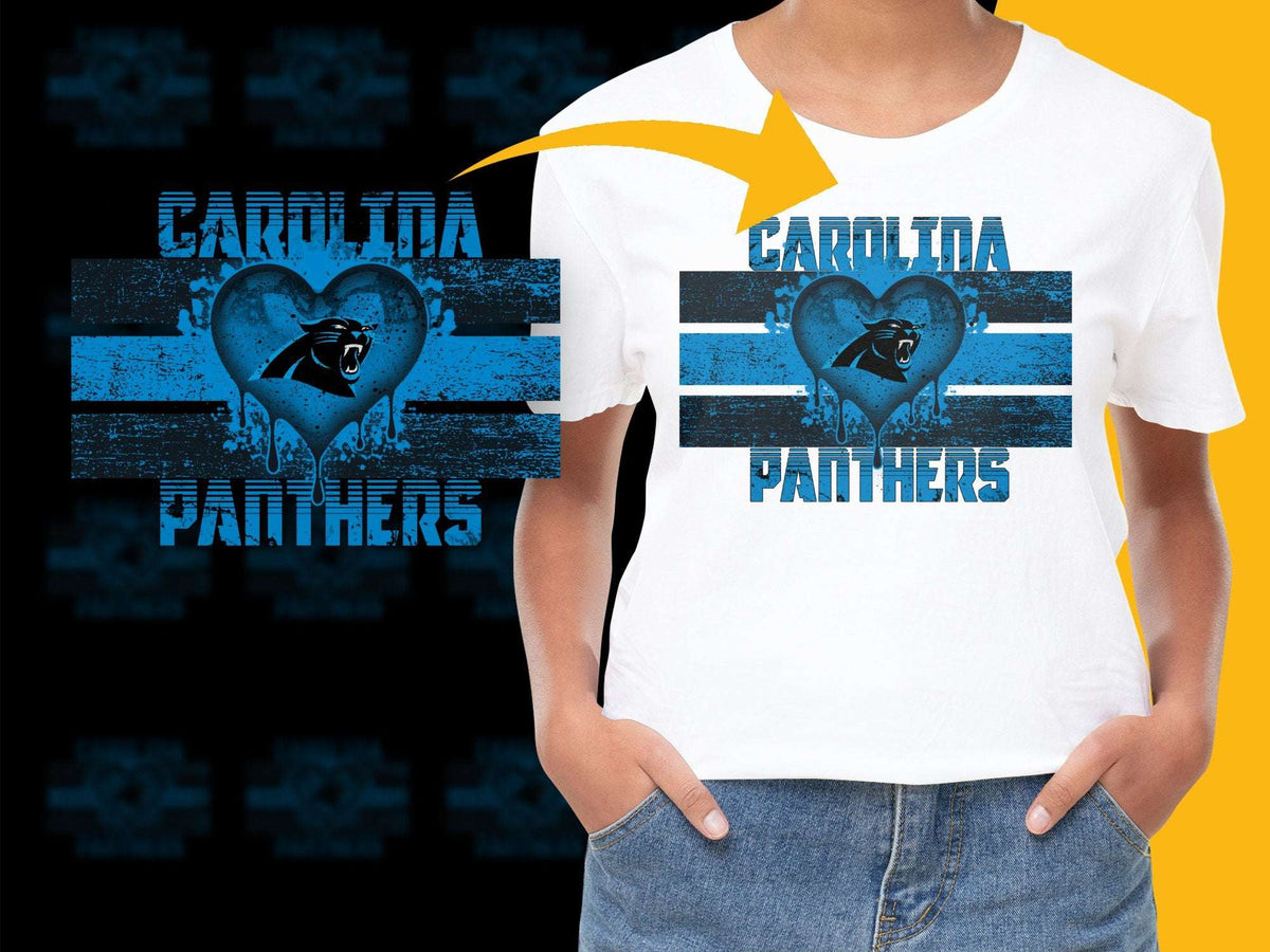 Carolina Panthers Heart Design T-Shirt, Blue and Black Sports Fan Tee, Casual Graphic Shirt for Game Day