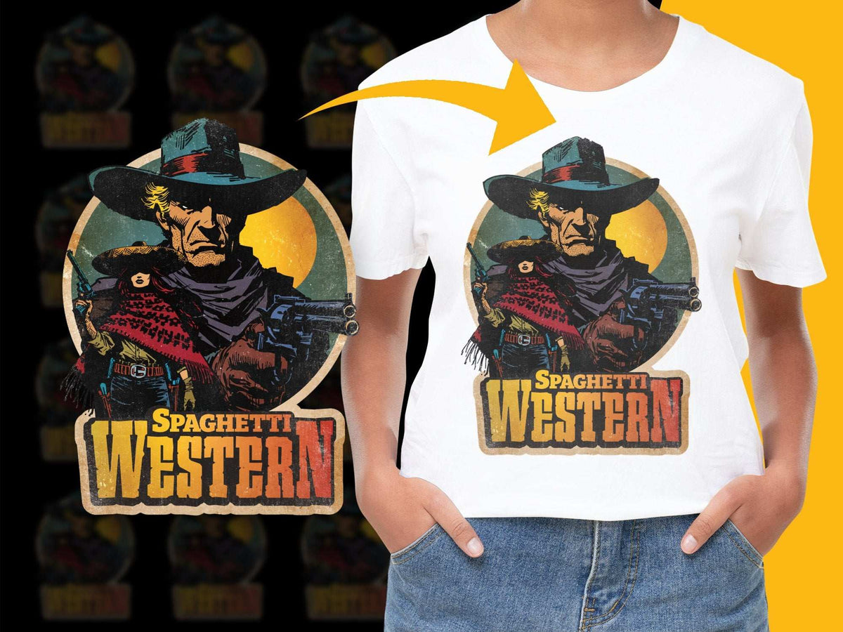Vintage Spaghetti Western Cowboy T-Shirt, Retro Style Graphic Tee, Men's and Women's Sizes Available