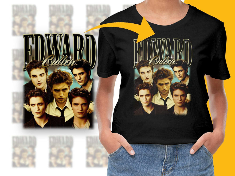 Edward Cullen Graphic T-Shirt, Twilight Saga Movie Merchandise, Vampire Fan Tee, Unisex Black Shirt