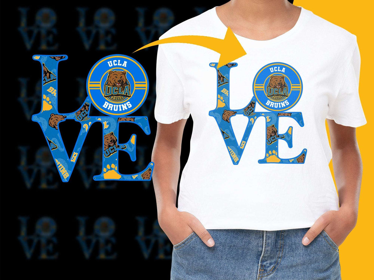 UCLA Bruins Love Graphic T-Shirt College Sports Fan Apparel Blue and Gold Tee