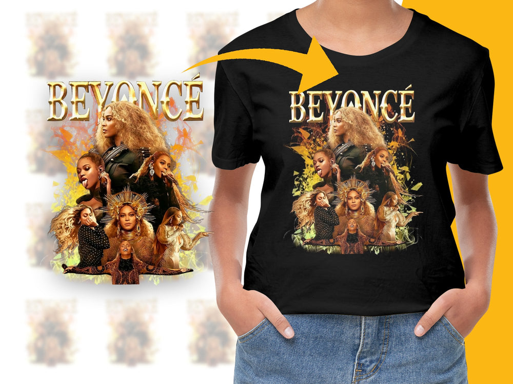 Beyonce Graphic Tee Shirt, Multiple Images, Black T-Shirt, Women's Pop Music Apparel
