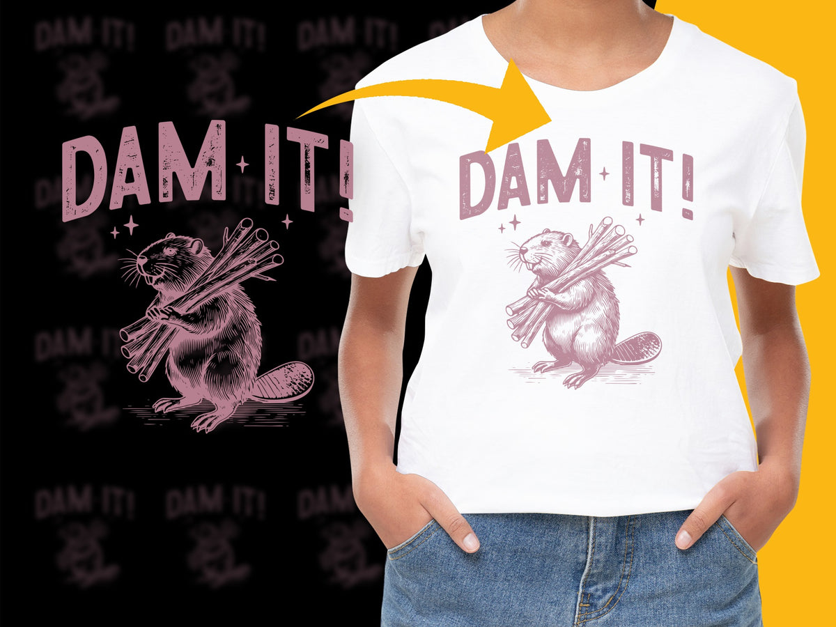 Funny Beaver T-Shirt, Dam It Graphic Tee, Animal Humor Cotton Shirt, Vintage Style Unisex Apparel