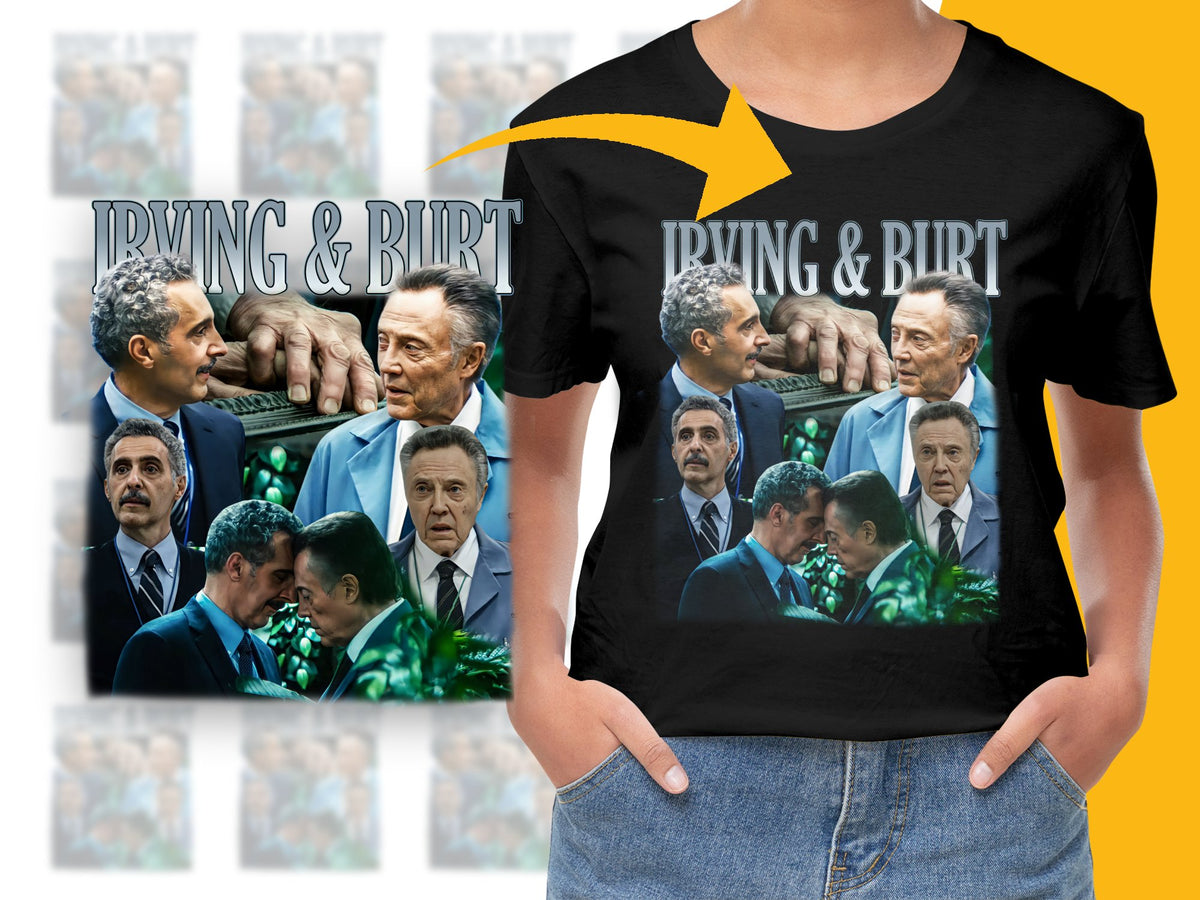 Irving and Burt Movie Scene Graphic T-Shirt, Classic Film Fans Apparel, Unique Cinema Lovers Gift