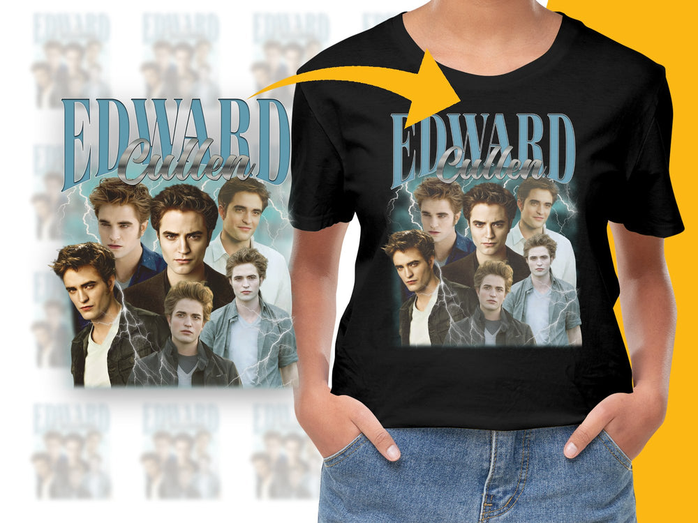 Edward Cullen Twilight Saga Graphic T-Shirt, Vampire Movie Fan Tee, Unisex Black Cotton Shirt