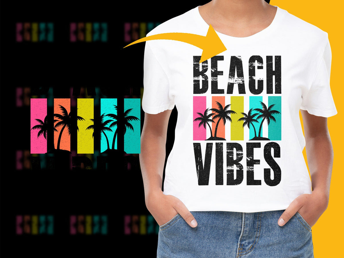 Beach Vibes T-Shirt, Tropical Palm Trees Graphic Tee, Summer Fashion, Unisex Top