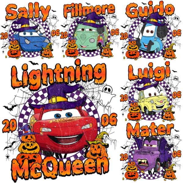 6 Halloween Cartoon Car Movie Designs Bundle PNG designspacks