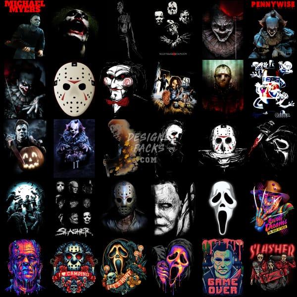 60 Halftone Halloween Horror Designs Bundle PNG DESIGNSPACKS