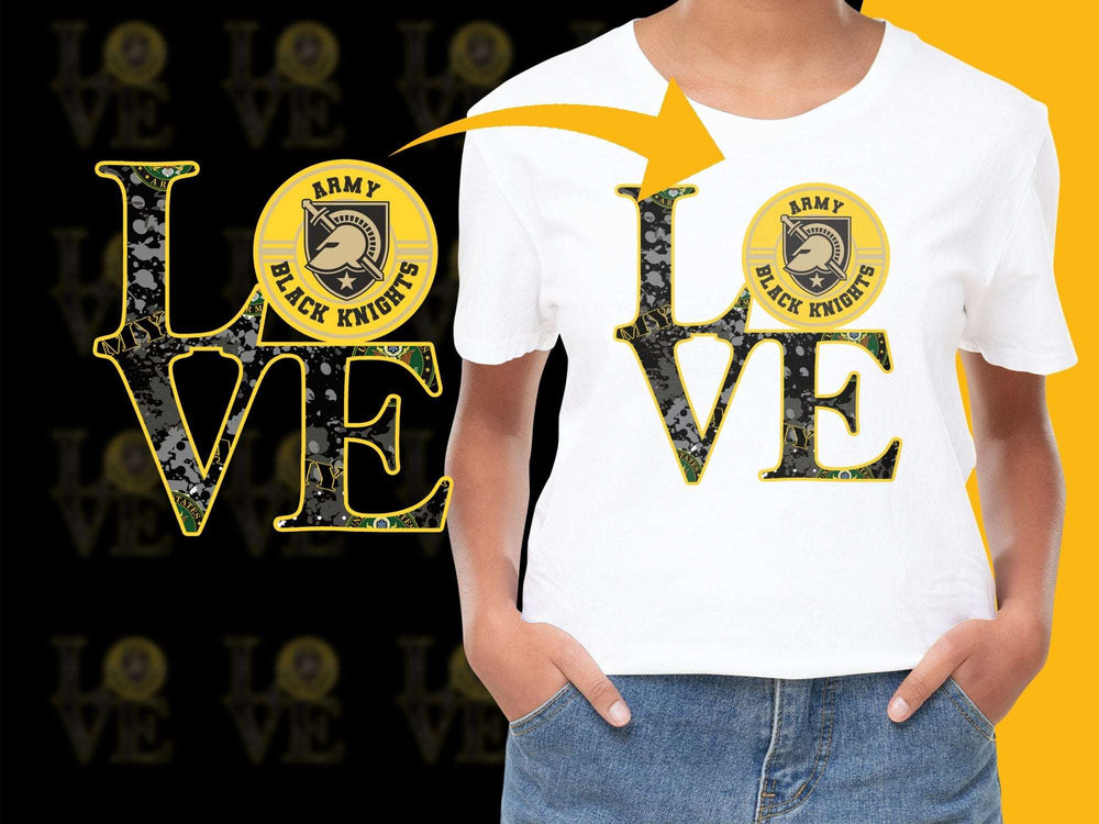 Army Black Knights Love T-Shirt, Military Academy Graphic Tee, Patriotic Casual Wear