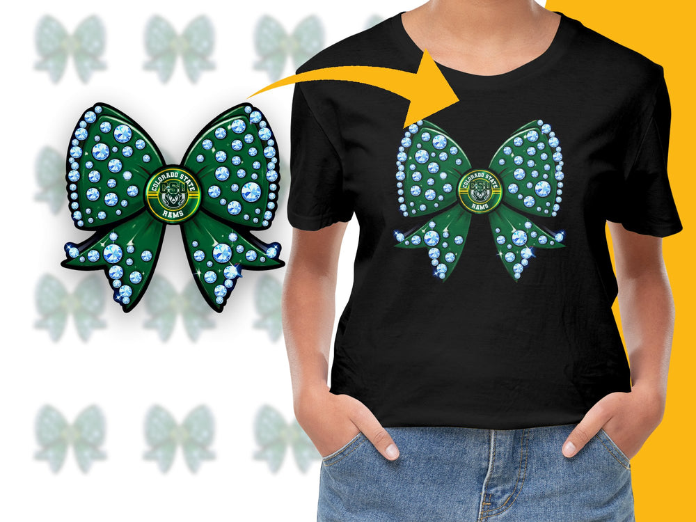 Women's Black T-Shirt with Green Jeweled Butterfly Graphic, Sparkly Casual Top