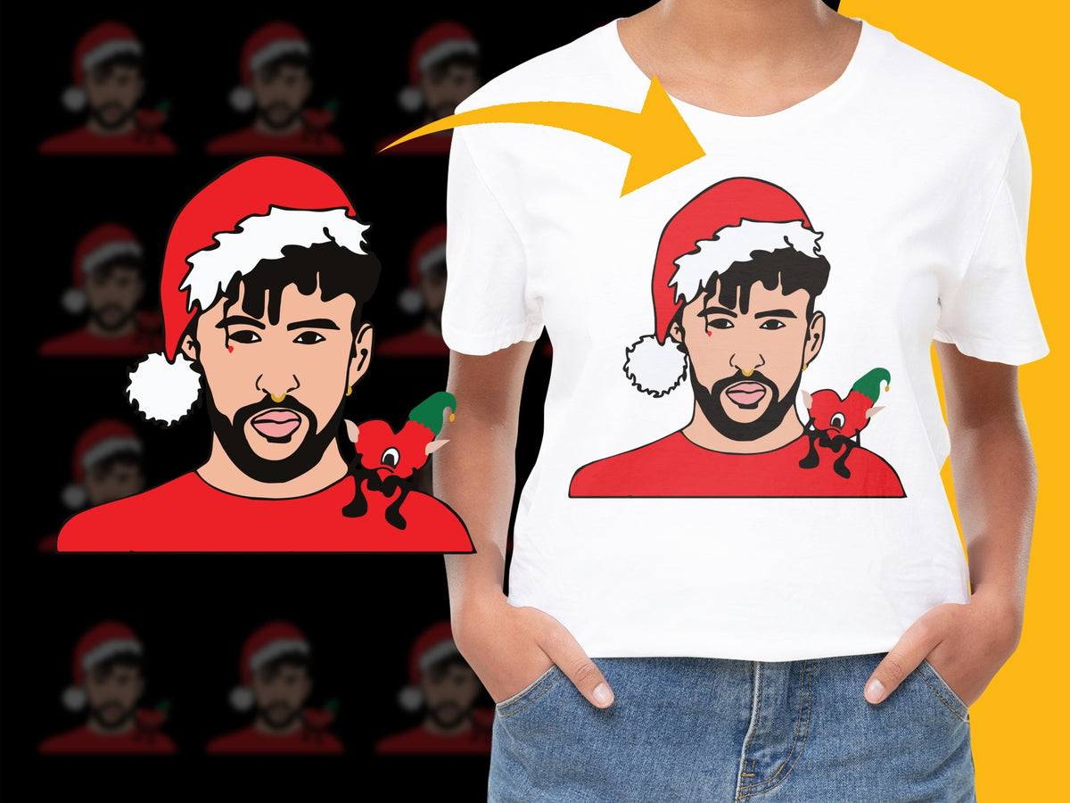 Festive Holiday T-Shirt with Santa Hat Man Design, Christmas Casual Wear for All Ages, Graphic Tee