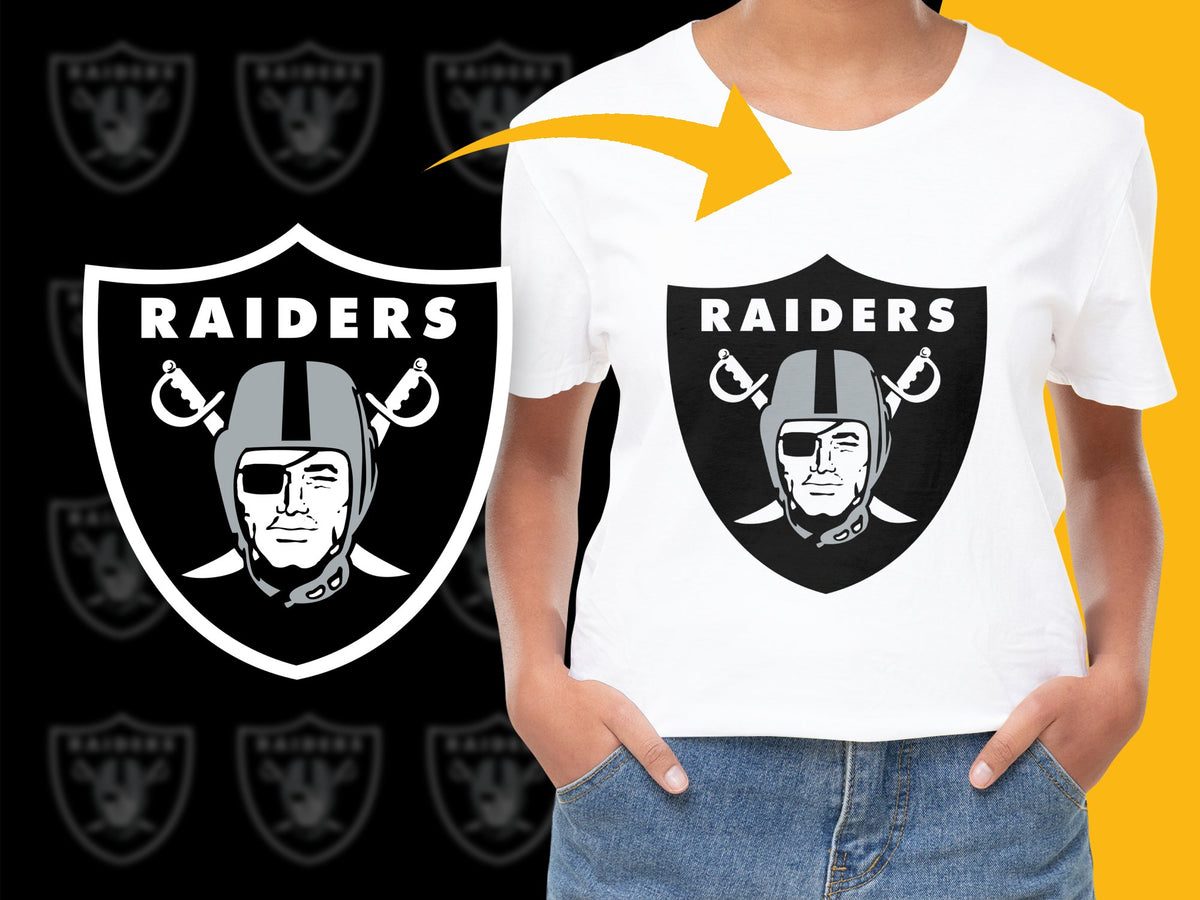 Raiders Graphic T-Shirt, Black and White Sports Team Logo Tee, Unisex Football Fan Apparel