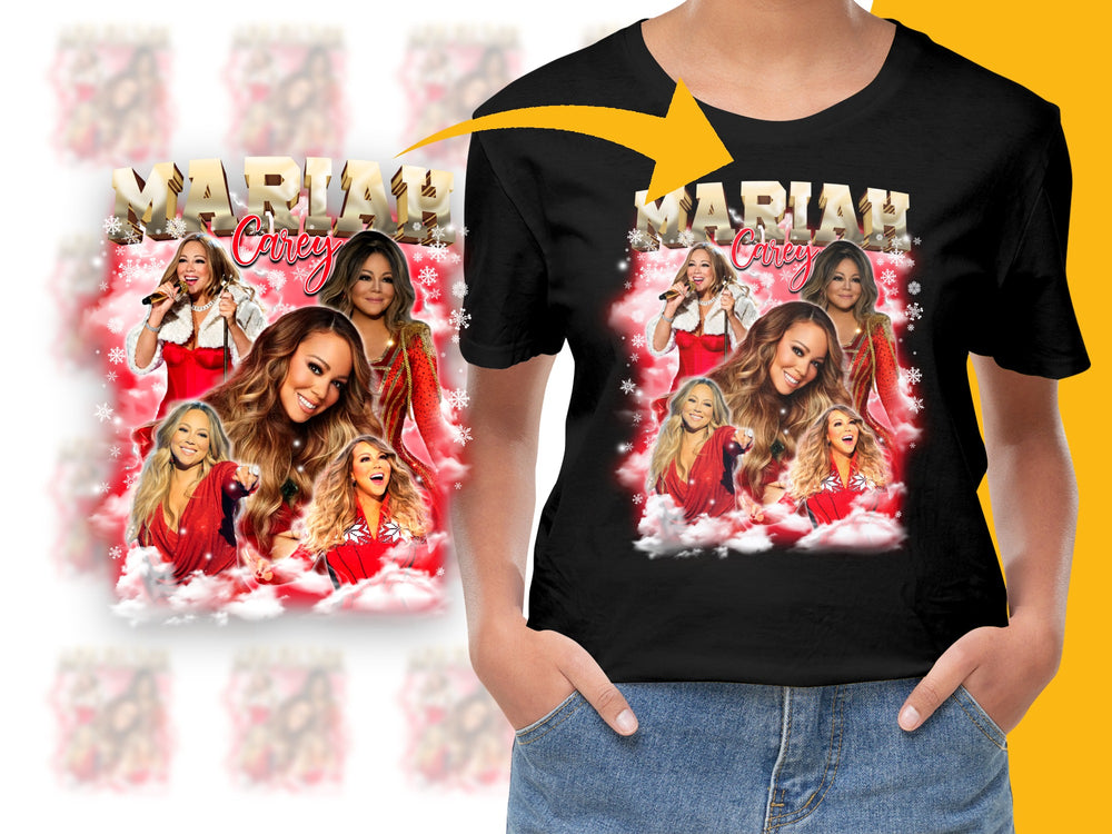 Mariah Carey Christmas T-Shirt, Festive Holiday Tee, Pop Singer Fan Gift, Red and White Graphic Shirt