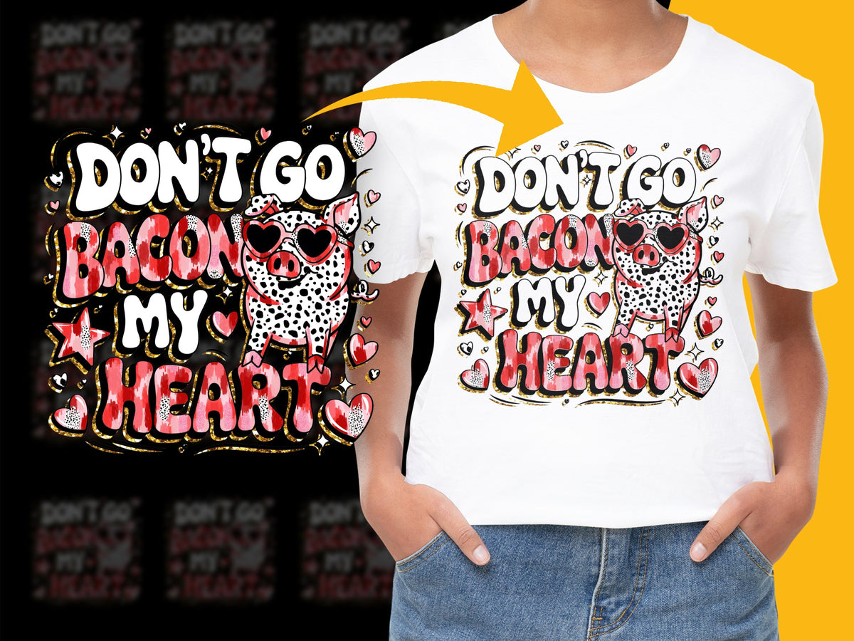 Don't Go Bacon My Heart Funny T-Shirt, Cute Graphic Tee, Unisex Casual Wear, Valentine's Gift Idea