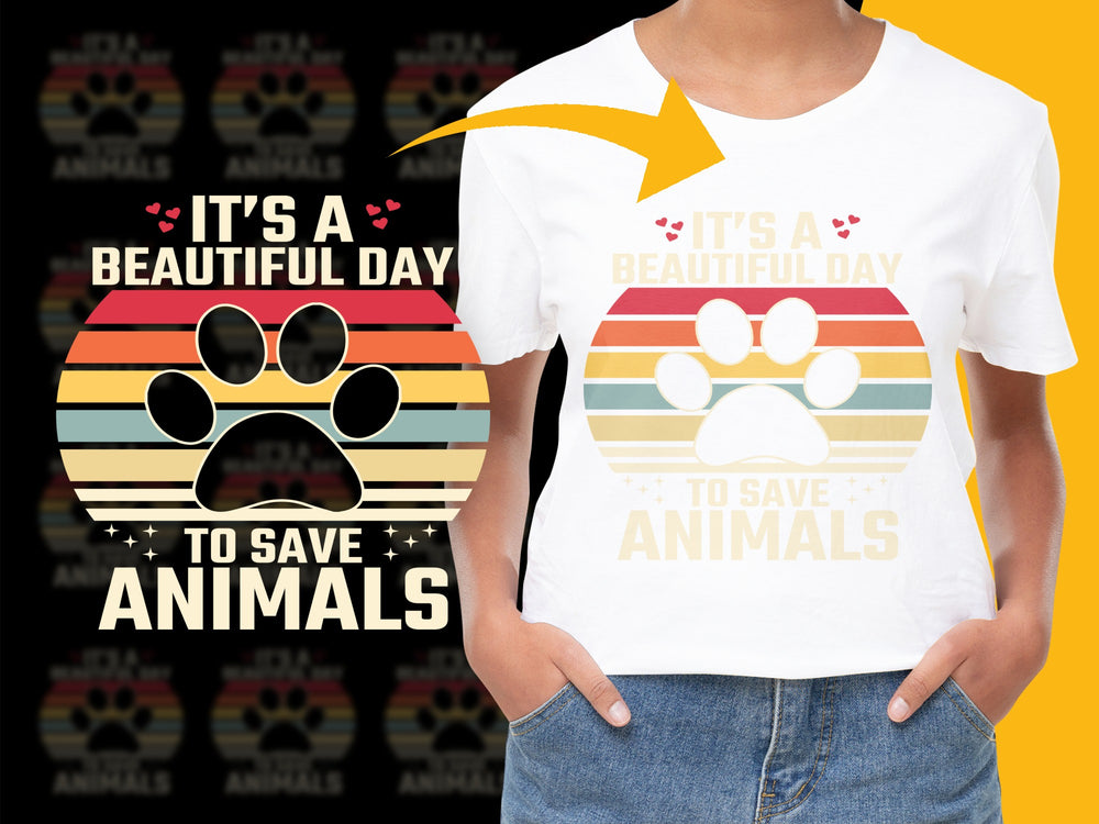 Retro Animal Rescue T-Shirt, It's a Beautiful Day to Save Animals, Vintage Style Graphic Tee, Vegan Advocacy Shirt, Unisex Clothing