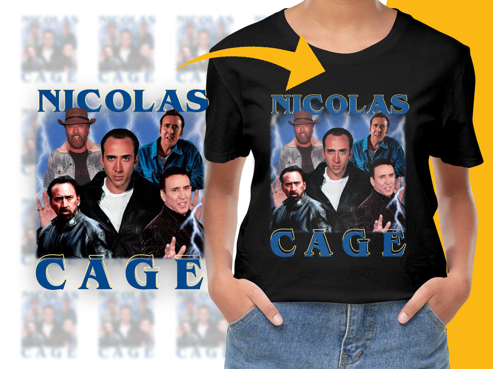 Nicolas Cage Faces T-Shirt, Unisex Graphic Tee, Movie Star Fan Apparel, Casual Cotton Top