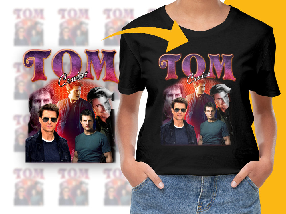 Tom Cruise Graphic T-Shirt, Vintage Movie Star Collage Tee, Retro Actor Print, Fashionable Film Buff Gift, Unisex Top