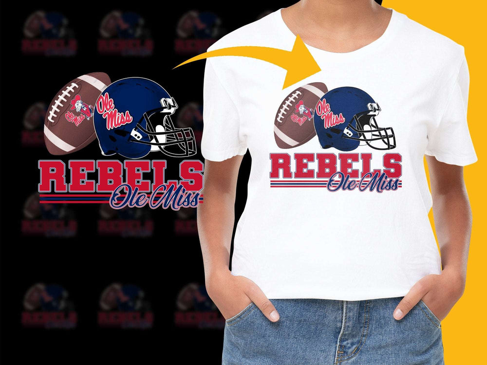 Ole Miss Rebels Football Themed T-Shirt, College Sports Fan Apparel, Graphic Tee