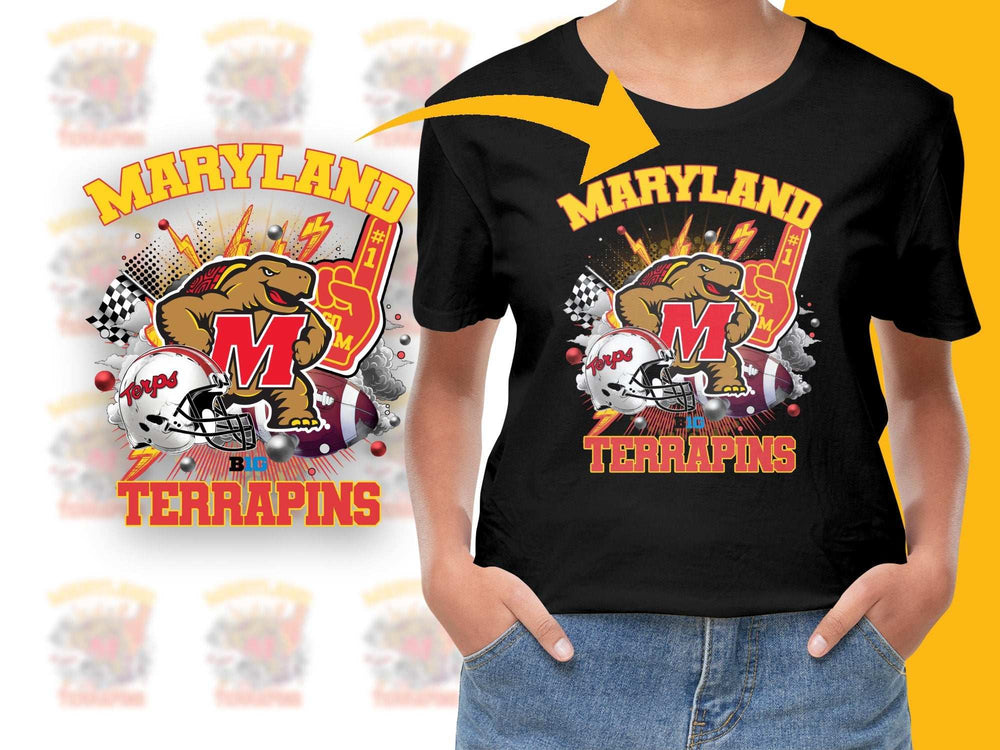 Maryland Terrapins Sports T-Shirt College Football Graphic Tee Black Shirt