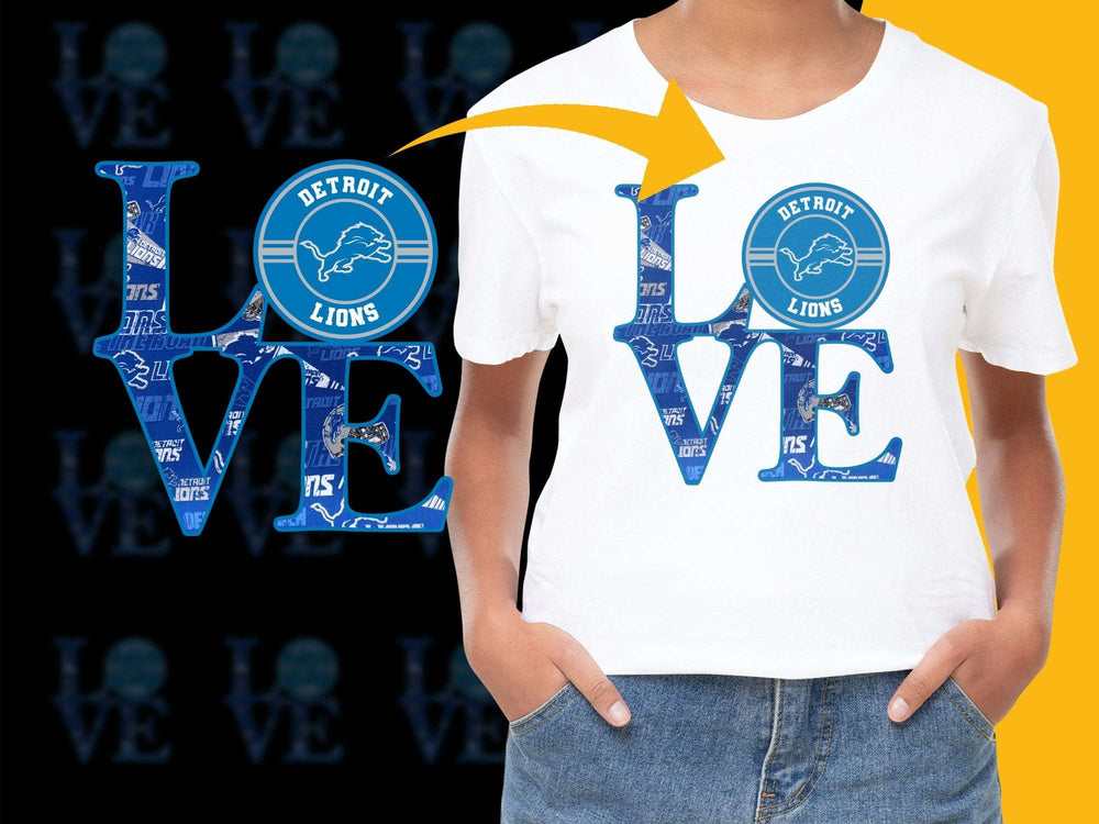 Detroit Lions Love T-Shirt, Women's White Graphic Tee, Sports Fan Apparel