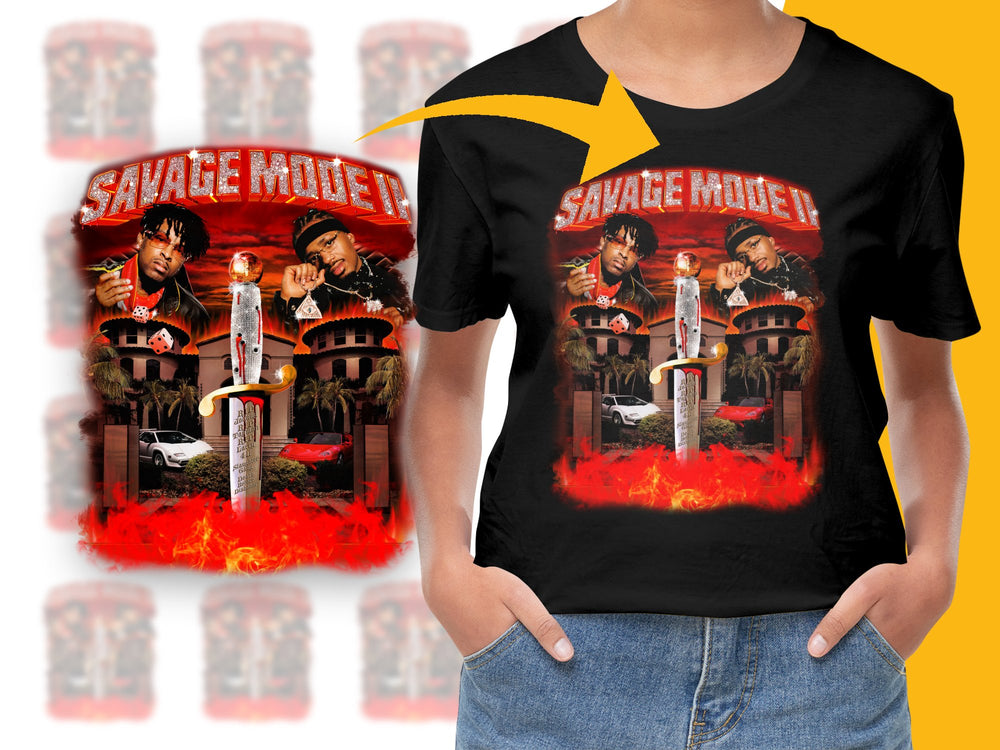 Savage Mode II Album Art Graphic T-Shirt, Hip Hop Inspired Streetwear, Unisex Cotton Tee