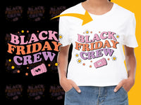 Load image into Gallery viewer, Black Friday Crew T-Shirt, Retro Font Colorful Graphic Tee, Unisex Shopping Event Shirt
