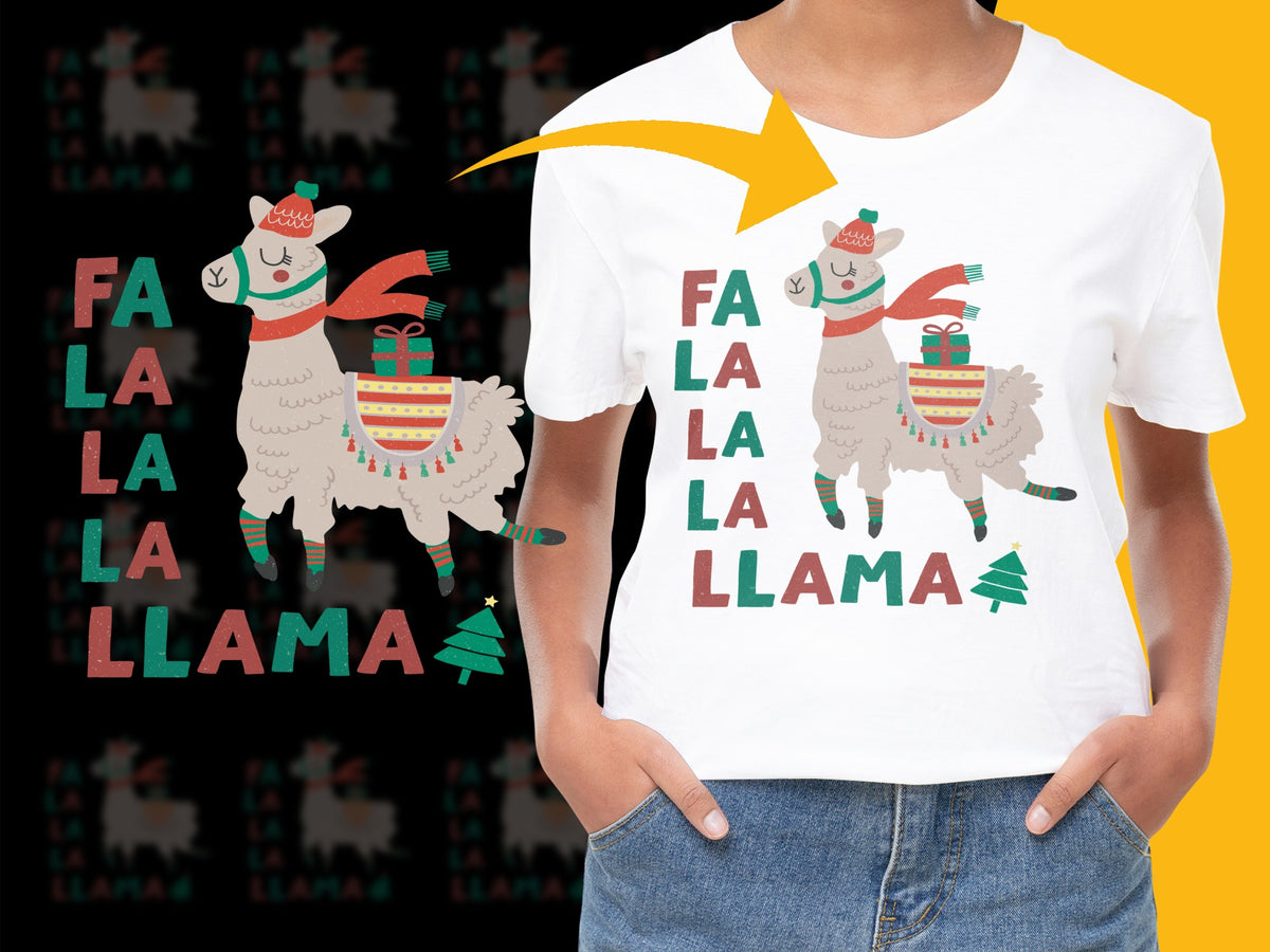Fa La La Llama Christmas T-Shirt, Cute Holiday Llama Graphic Tee, Festive Winter Apparel for All Ages