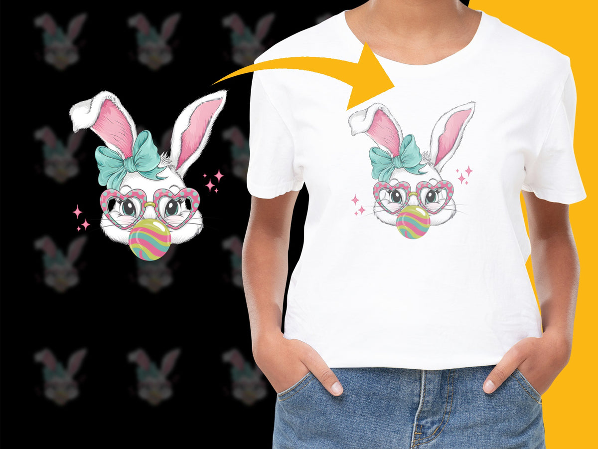 Cute Bunny Face T-Shirt, Kids Easter Graphic Tee, Colorful Spring Rabbit Design, Unisex Children’s Clothing