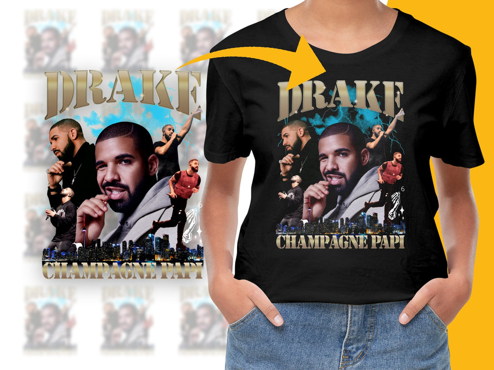 Champagne Papi Fan T-Shirt, Drake Inspired Graphic Tee, Unisex Music Artist Merchandise, Gift for Music Lovers, Black Cotton Shirt