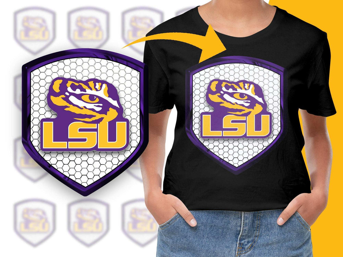 LSU Tiger Logo T-Shirt, Purple and Gold Graphic Tee, Sports Fan Apparel, College Football Shirt