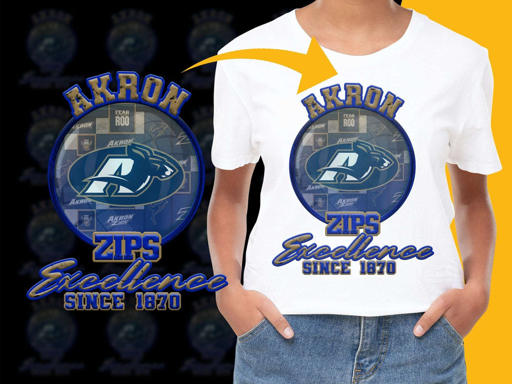 Akron Zips T-Shirt University of Akron Excellence Mascot Logo Tee Since 1870